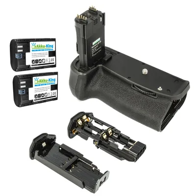 Produktbild von Batteriegriff + 2 Akku-King Akkus für Canon EOS 6 - ersetzt LP-E6, BG-E13