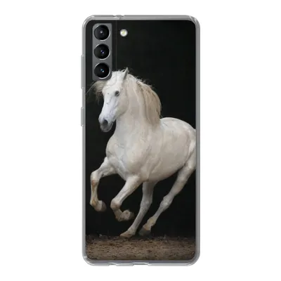 Produktbild von MuchoWow® Handyhülle Schutzhülle Hülle für Samsung Galaxy S21 Plus Pferde - Schwarz - Porträt Silikon Softcase Handy Hülle - Handy-Tasche