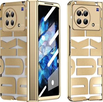 Produktbild von Hülle für Vivo X Fold Hülle mit Displayschutz und Scharnierschutz, Galvanisierter Klar Schutzhülle Gold