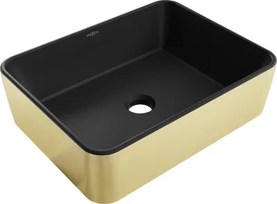 Produktbild von Mexen Catia Aufsatzwaschbecken 48 x 37 cm, schwarz matt/gold - 21314876