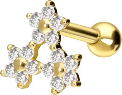 Produktbild von Ohrpiercing 14/18 Karat Gold Ohrpiercing 3 MOISSANIT-BLUMEN