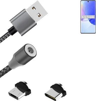 Produktbild von K-S-Trade Hochwertiges Magnet-Lade-kabel Sync-Kabel Daten-Kabel für Huawei nova 9 mit USB-Typ-C-Anschluss und Micro-USB-Anschluss 2A bis zu 480mbps