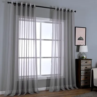 Produktbild von Deko Vorhang mit Ösen Lichtdurchlässig Hellgrau 140 x 240 cm Gardinenschal Gardinen Ösenschal Dekoschal