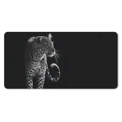 Produktbild von MuchoWow® Schreibtischunterlage Wildtiere - Leopard - Natur - Schwarz - Weiß 80x40 cm - XXL Mauspad - Gaming Mauspad
