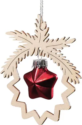 Immagine prodotto di Decorazione per albero di Natale stella in vetro con ramo rosso (8,5 cm) di Saico Seiffen