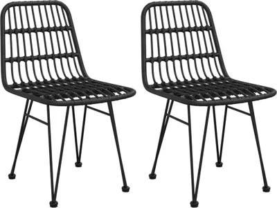 Zdjęcie produktu dla Krzesła ogrodowe, 2 szt., czarne, 48x62x84 cm, rattan PE