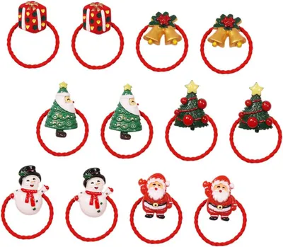 Produktbild von 12 Weihnachts-Haargummis für Mädchen und Frauen, Haarbänder für Pferdeschwänze