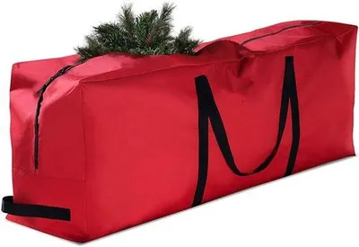 Productafbeelding van Opbergtas voor kerstboom - 122 x 38 cm - rood - gemaakt van stevig en duurzaam materiaal