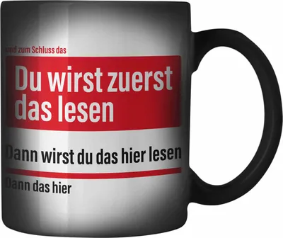 Produktbild von Trendation - Du Wirst Zuerst Das Lesen Lustige Farbwechsel Zauber-Tasse Becher Karabiner Farbwechsel Zauber-Tasse Edelstahl (Schwarz)