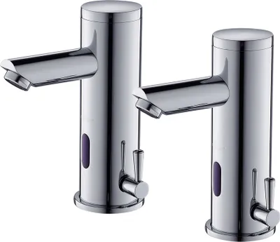 Produktbild von Auralum 2pcs Sensor Wasserhahn Bad Waschtischarmatur mit Infrarot, automatische Waschbeckenarmatur Badarmatur für Handwaschbecken