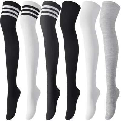 Image de Collants chauds à rayures, montant jusqu'aux cuisses, pour femmes