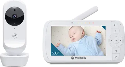 Produktbild von Motorola Nursery Babyphone Video-Babyphone VM35 Weiß 5-Zoll-Elterneinheit Infrarot Digitaler Zoom Talk-back-Funktion