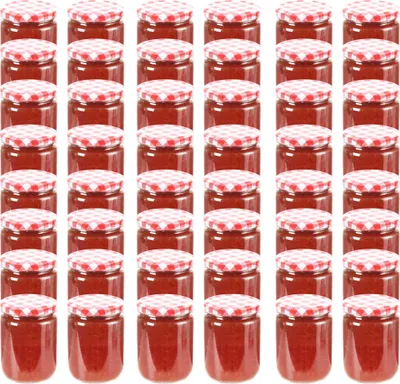 Produktbild von Möbel Marmeladengläser mit Weißem/Rotem Deckel 48 Stk. 230 ml - Marmeladengläser &38428