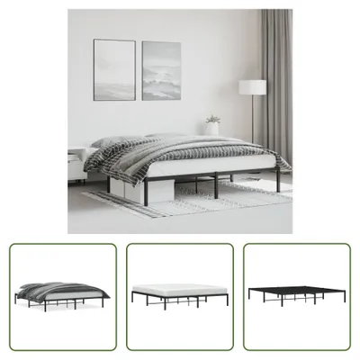 Produktbild von The Living Store Bettgestell Metall Schwarz 183x213 cm