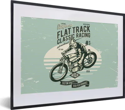 Produktbild von MuchoWow® MuchoWow® Gerahmtes Poster Motorrad - Retro - Zitat 40x30 cm - Poster mit zchwarzem Bilderrahmen - Bilderrahmen - Poster im Rahmen