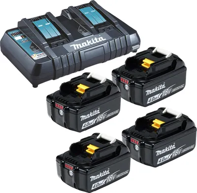 Produktbild von Makita 4x BL1840B Akku 4,0 Ah 18V Li-Ion + DC18RD Doppelschnellladegerät - DC18RD-BL1840-4x