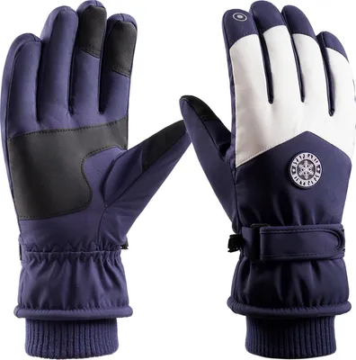 Produktbild von Herren Handschuhe Touchscreen Winterhandschuhe Wasserdicht Winddicht Thermohandschuhe für Skifahren Laufen Radfahren Wandern Outdoor, Blau
