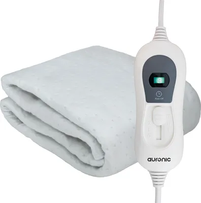 Produktbild von Auronic Elektrisches Wärmeunterbett XL - 190 x 90 cm - 1 Person Wärmedecke - 3 Wärmestufen mit Timer - mit Eckelastiken - Heizdecke - Weiß