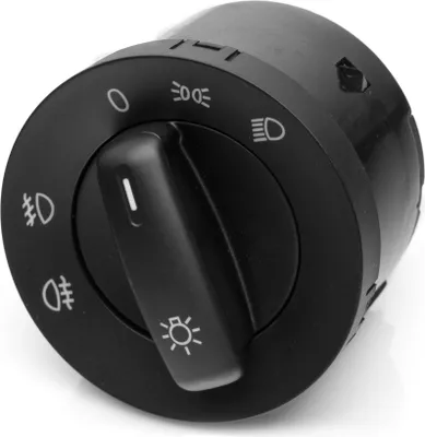 A black car light switch with various symbols indicating different light settings.