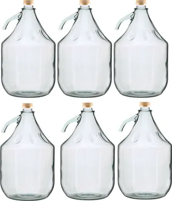 Produktbild von lilawelt24 6 STÜCK Gärballon Flasche Glasballon Weinballon Glas Ballon Glasflasche 5L NEU