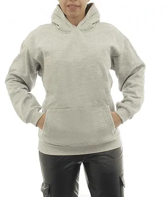 Produktbild von Damen Hoodie warm Vlies Kapuze Pulli Oversize Pullover Tasche vorne 7260 grau M