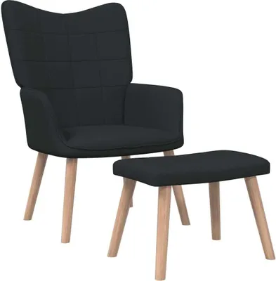 Produktbild von Relaxsessel mit Hocker Schwarz Stoff