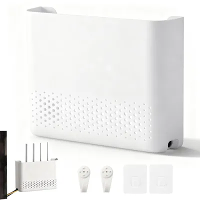Produktbild von Routergehäuse – Versteckt den Router – WLAN-Verteiler – Wandhalterung – Wandmontage – 30 x 22 x 6,5 cm – Kabelausgänge für Netzwerkkabel – WLAN-Gehäuse