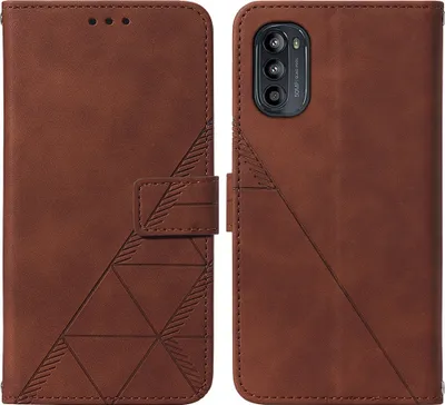 Produktbild von Moto G52 Hülle, Schlank Prägung Flip Leder Kartenfächer Schutzhülle mit Ständer für Motorola Moto G52 Braun