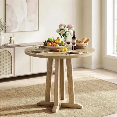 Immagine prodotto di Tavolo rotondo da pranzo - Tavolo per la sala da pranzo - Tavolo da pranzo - Tavolo rotondo in legno - Tavolo compatto per la cucina - Diametro 80 cm