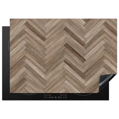 Obrázok produktu pre KitchenYeah® Kryt varnej dosky vzor - drevo - hnedý, 75x52cm, kuchynská dekorácia, keramický kryt varnej dosky, krycia doska na varnú dosku