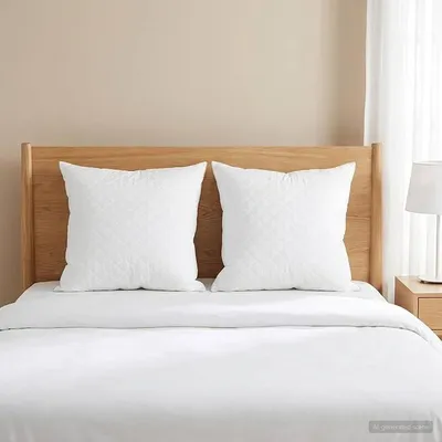 Imagen del producto de Almohadas de 80x80 cm, paquete de 2, 100% plumón y plumas de ganso, funda de algodón