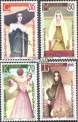 Produktbild von Briefmarken Liechtenstein 1985 Mi 871-874 (kompl.Ausg.) gestempelt Kardinaltugenden