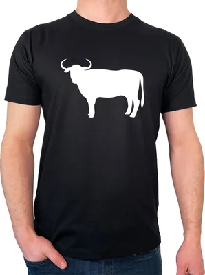 Produktbild von Huuraa Herren T-Shirt Stier Bulle Silhouette L Black Bio Baumwolle Fairtrade Herrenshirt Geschenkidee