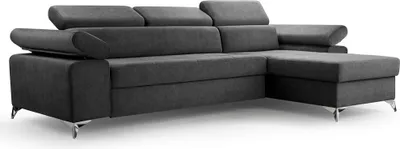 Produktbild von Ecksofa Sofa Schlafsofa Couch mit Schlaffunktion 287cm/82cm/174cm Bardi Graphit - Rechts Noel 10