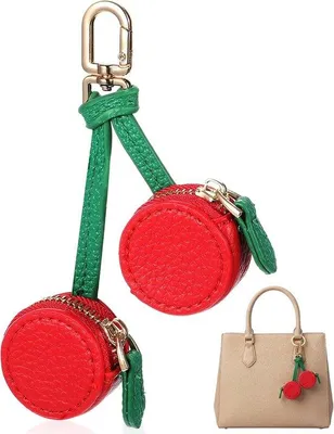 Produktbild von Kleine rote Leder-Tasche mit charmantem Schließer und Schlüsselanhänger - ideal für Handtaschen, Rucksäcke und Portemonnaies - Frauen-Geschenk - Accessoire