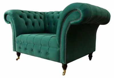 Immagine prodotto di Divano e poltrona Chesterfield in verde, design  rivestimento in tessuto