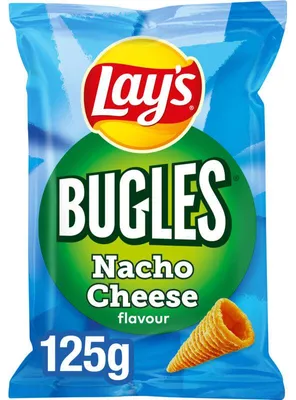 Zdjęcie produktu dla Lay's Bugles Nacho Cheese Snack 125g - Chrupiące przekąski kukurydziane z pikantnym serem