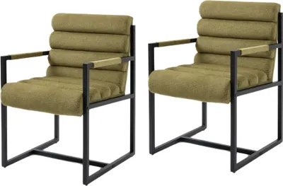Productafbeelding van SEBA fauteuil met armleuningen, model Vardo, kleur khaki, set van 2 stuks