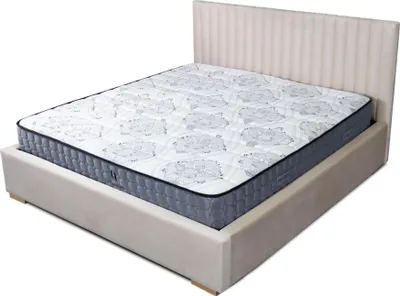 Produktbild von Bett Beige Doppelbett Holz Modern Elegantes Bett Polster Stoff Schlafzimmer Neu