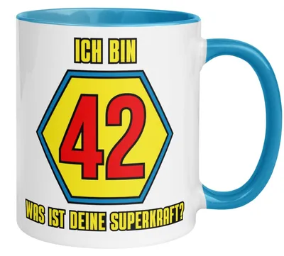Produktbild von Tasse 42. Geburtstag Mann – „Ich bin 42 und was ist deine Superkraft“ – Geschenk zum Geburtstag für Männer