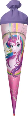 Produktbild von ROTH Schultüte Einhornportrait 70cm mit Glittereffekt rund Rot(h)-Spitze Filzverschluss Zuckertüte Schulanfang