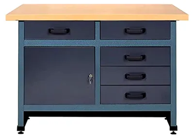 Produktbild von Standardwerkbank Werktisch 1200 x 600 x 840 mm 5 Schubladen Flügeltür anthrazit