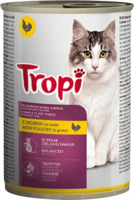 Zdjęcie produktu dla Tropi Drób W Sosie Mokra Karma Dla Kota Z Drobiem Dla Dorosłych Kotów 415 G