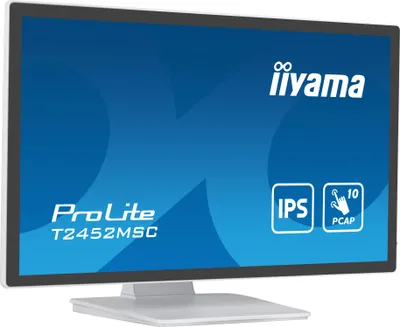Produktbild von 24" WHITE Bonded PCAP 10P Touch, 1920x1080, IPS-panel, Flat Bezel Free Glass Front, HDMI, Displayport, 360cd/m2 (with touch), USB Hub 2x 3.0, Speakers