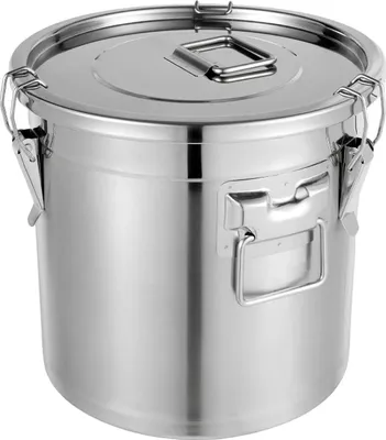 Produktbild von Vorratsbehälter aus Edelstahl - Mehl- und Getreidebehälter 21 l - XL - Luftdicht - Deckel mit Spannverschluss - Poliert - Silber