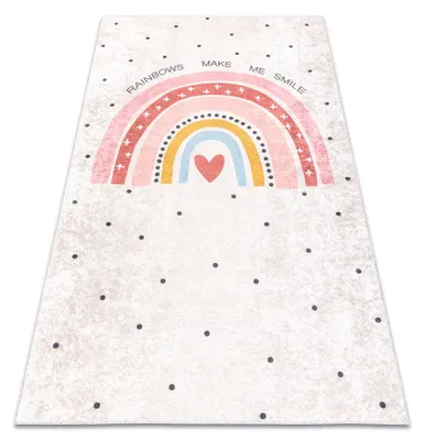 Image de Tapis lavable JUNIOR 51300.802 Arc-en-ciel, points pour les enfants antidérapant - beige beige 80x150 cm