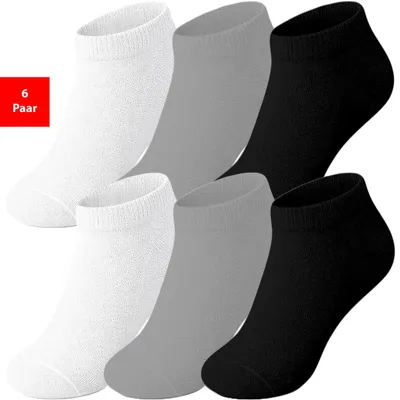 Produktbild von Sneaker Socken Herren & Damen 6-12 Paar Quarter Socken Baumwolle Freizeit Sport - Schwarz-Weiß-Grau, 35-38, 6 Paar