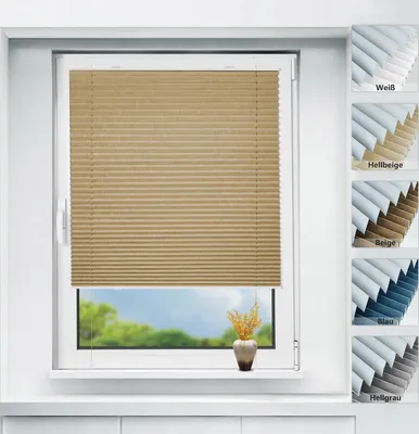 Produktbild von Grandekor Plissee 100% verdunkelung Beige 95x100cm klemmfix ohne Bohren Jalousie Verdunklungsrollo für Tür