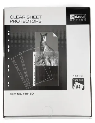 Immagine prodotto di D.RECT, 100 buste per brochure, custodie per documenti, spessore: 105 µm/mic/micron, dimensioni: 230x302 mm, confezione in cartone, trasparente