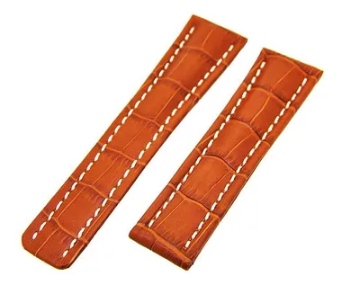 Produktbild von Uhrenarmband Lederband Hellbraun mit weißer Naht 24mm ohne Schließe NEU